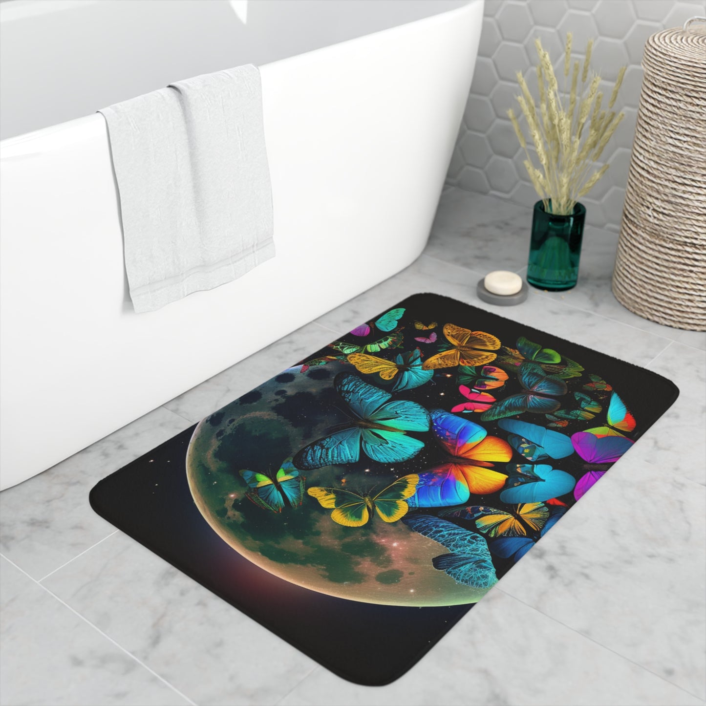 Memory Foam Bath Mat Moon Butterfly 2