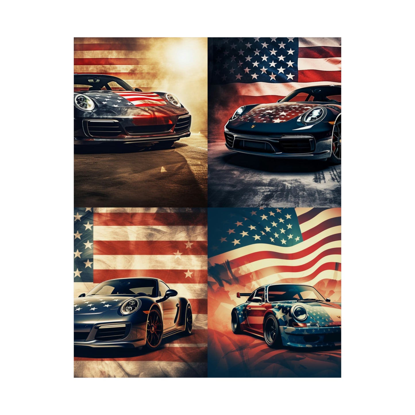 Premium Matte Vertical Posters Abstract American Flag Background Porsche 5
