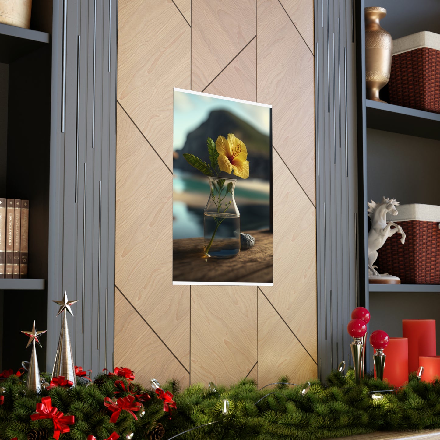 Premium Matte Vertical Posters Yellow Hibiscus Wood 4