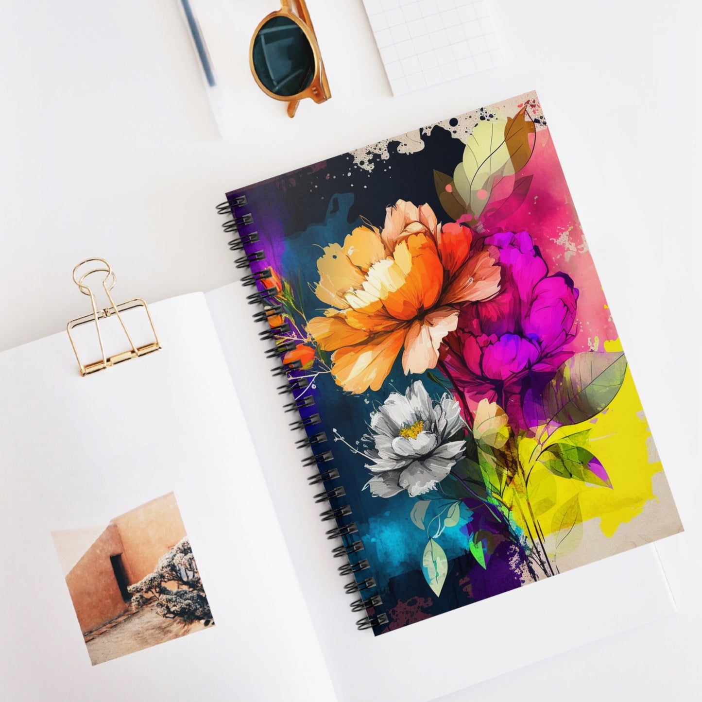 Spiral Notebook - Ruled Line Bright Spring Flowers 4