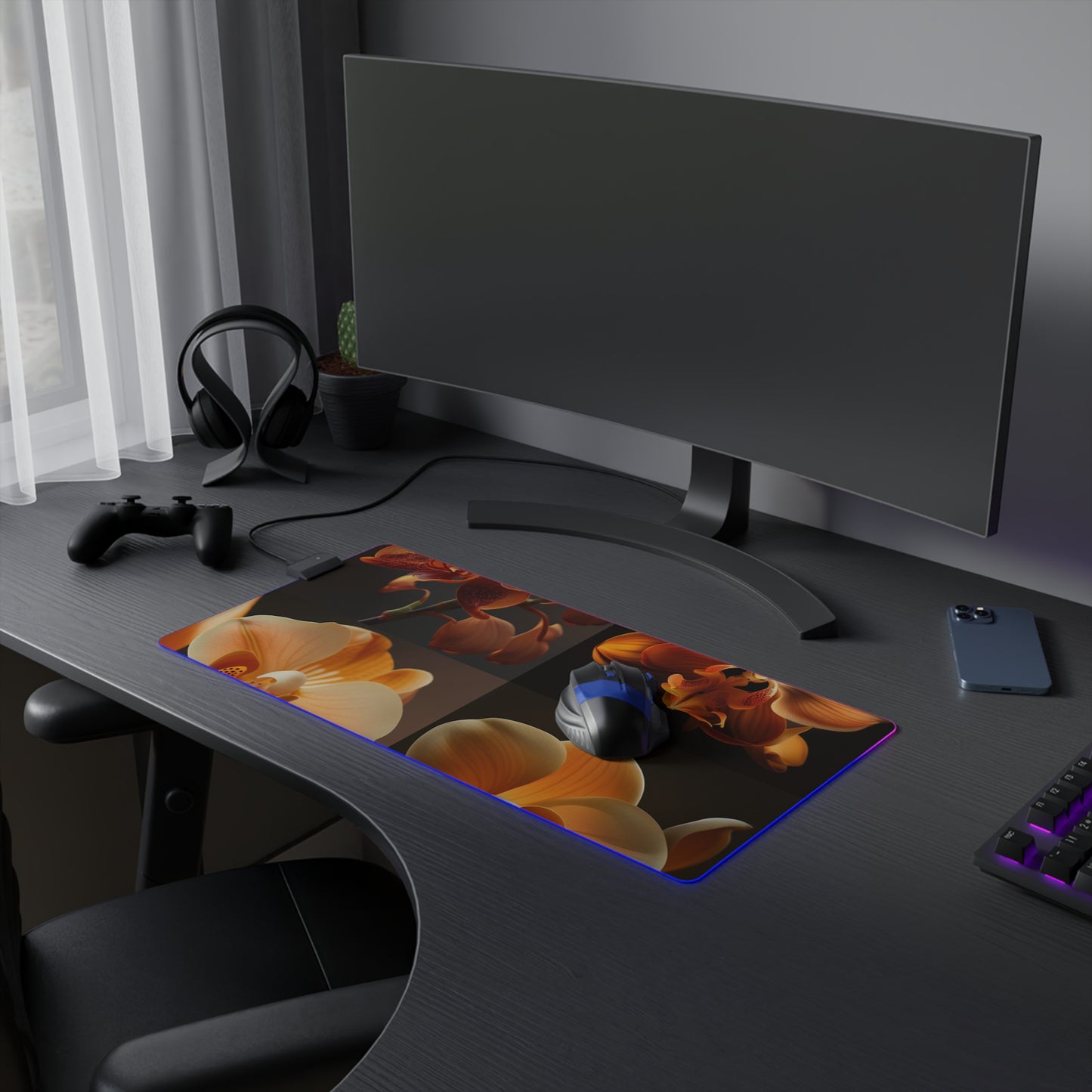 LED Gaming Mouse Pad Orange Orchid 5