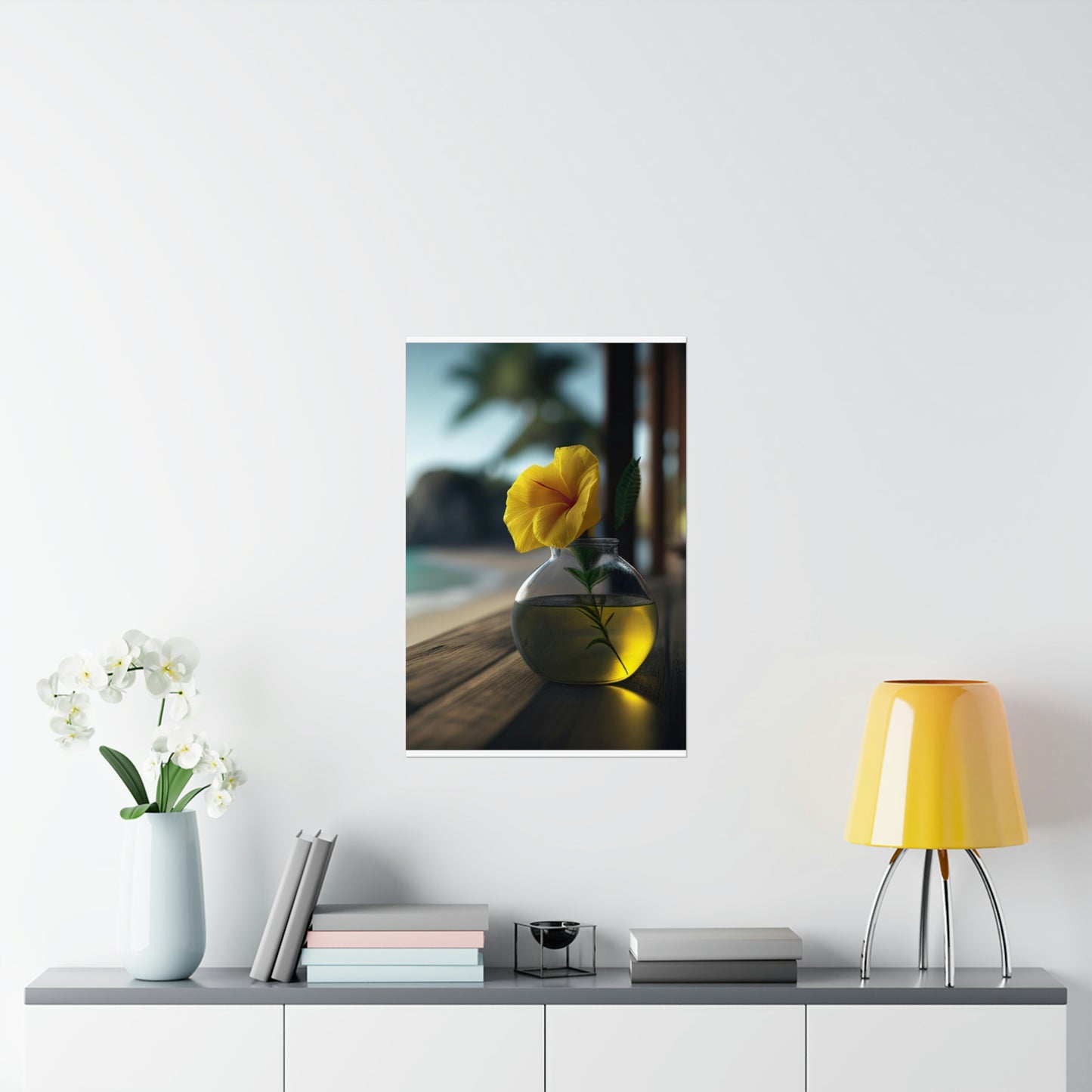 Premium Matte Vertical Posters Yellow Hibiscus Wood 3