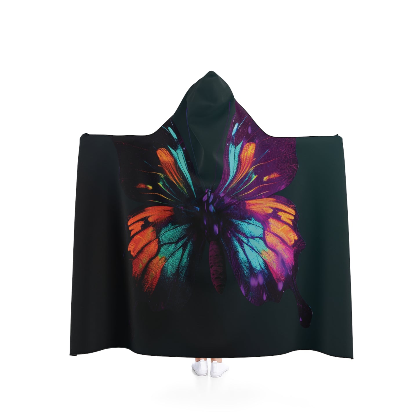 Hooded Blanket Hyper Colorful Butterfly Purple 4