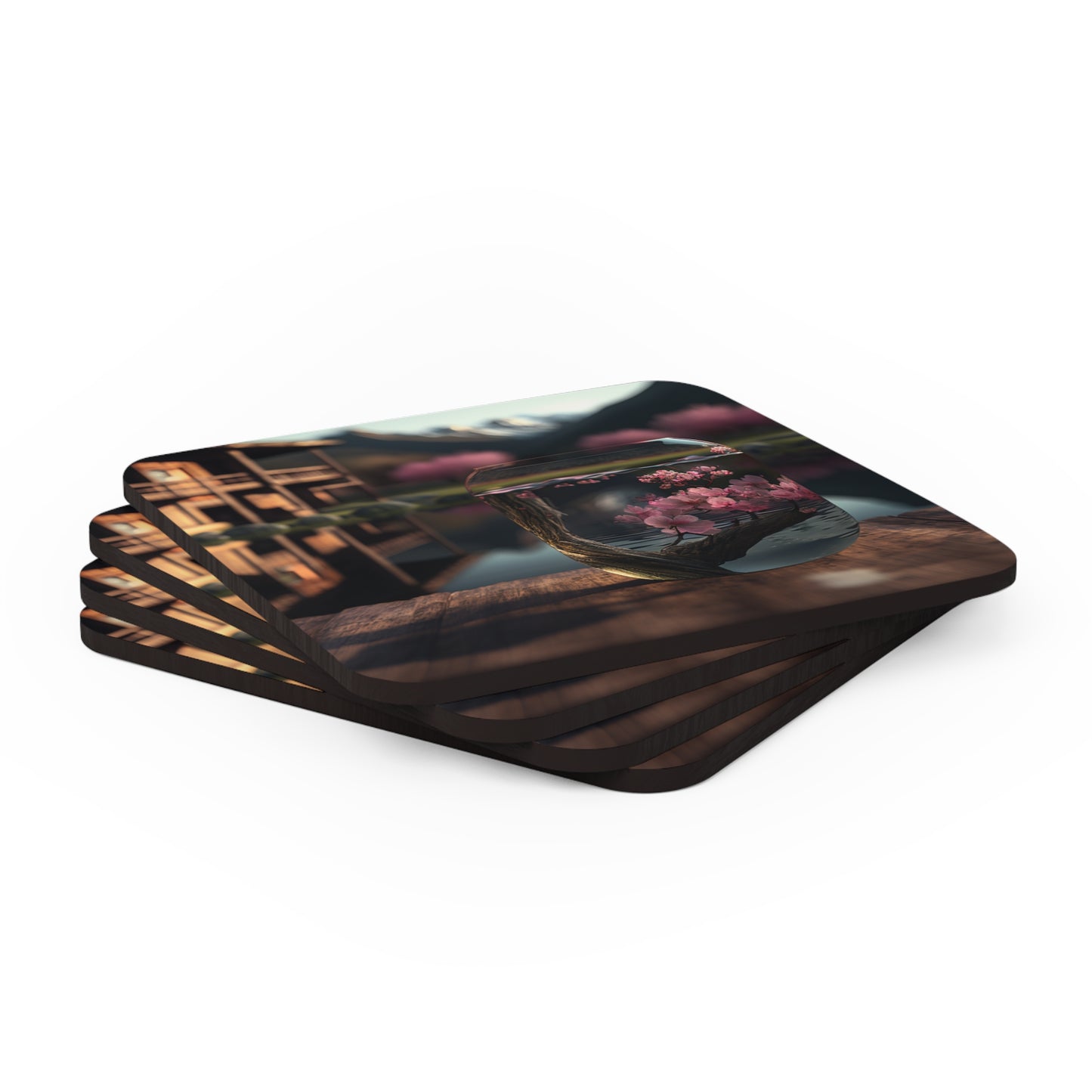 Corkwood Coaster Set Cherry Blossom 3