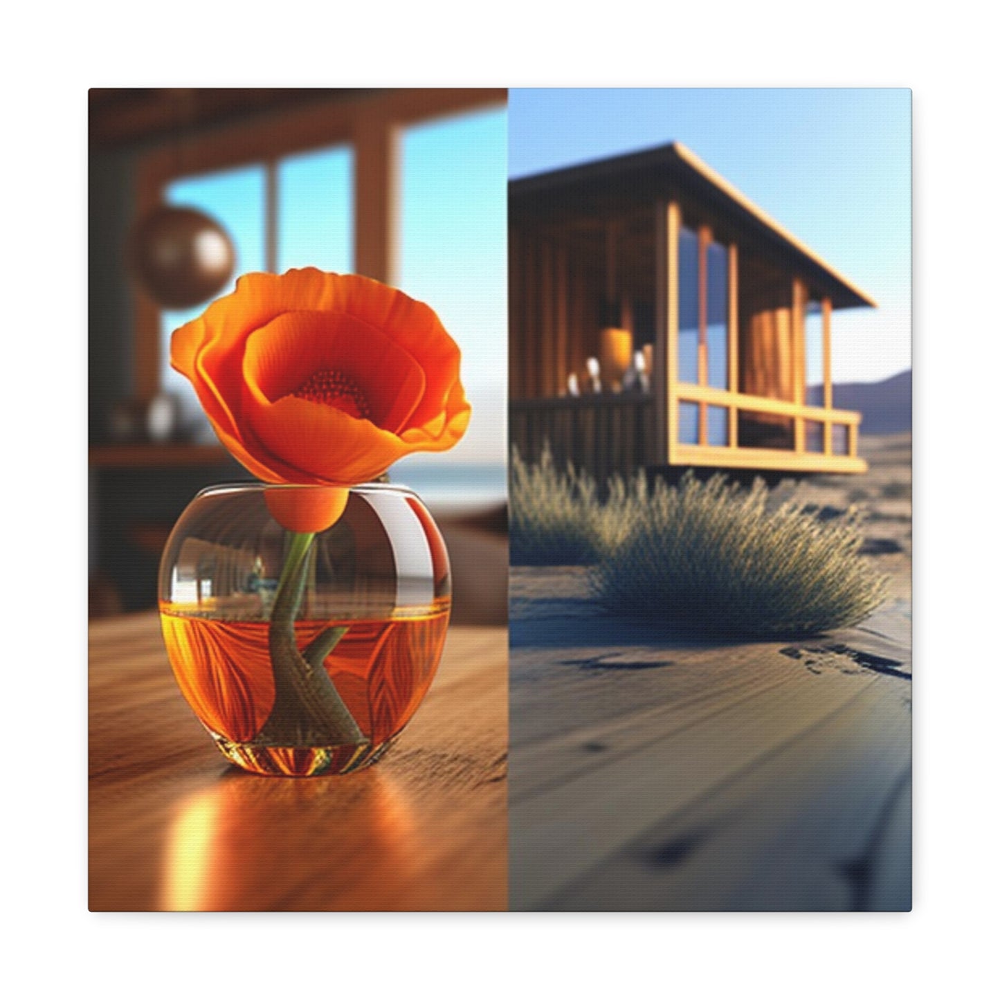 Canvas Gallery Wraps Poppy in a Glass Vase 3