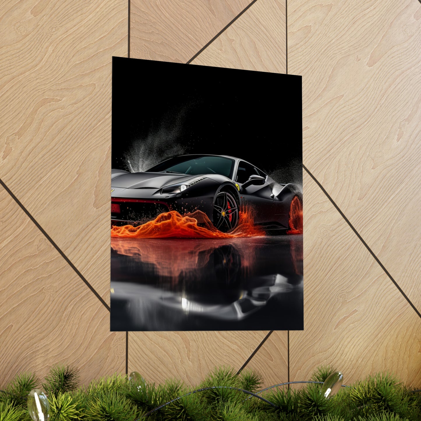 Premium Matte Vertical Posters Ferrari Water Splash 3