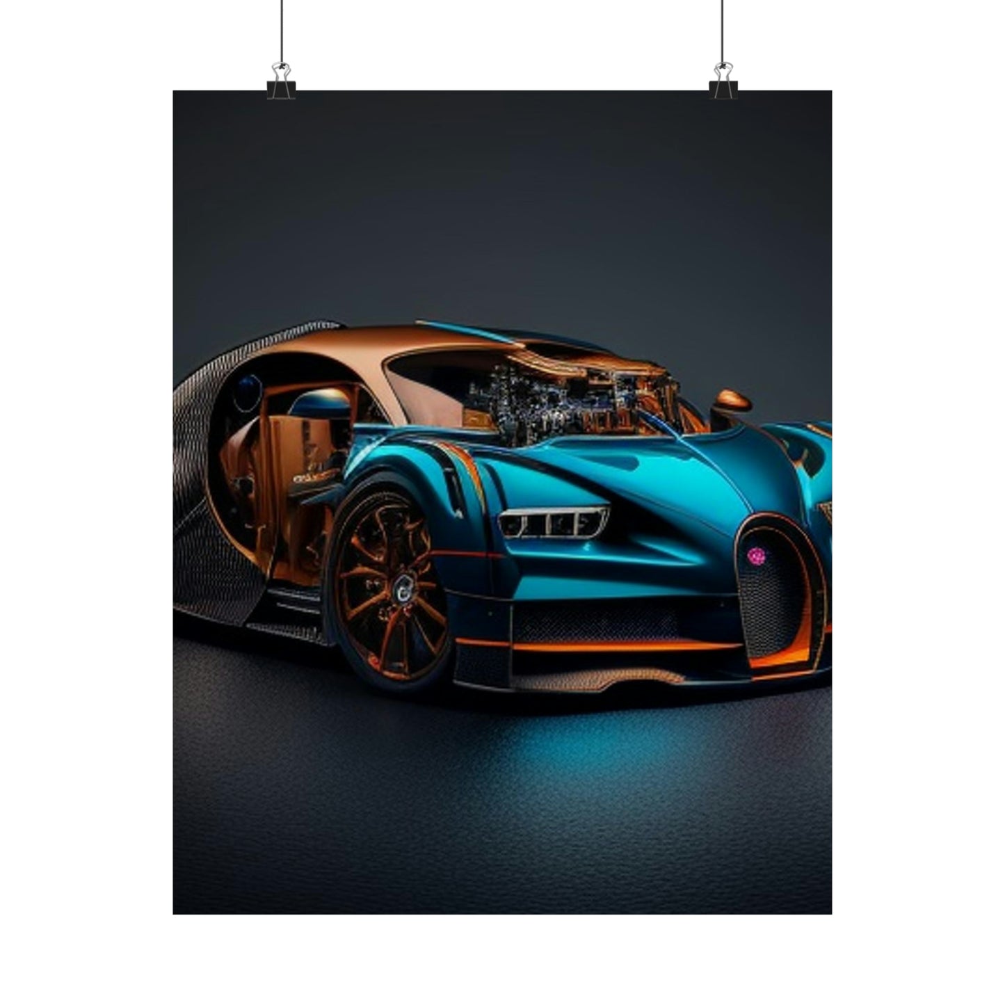 Premium Matte Vertical Posters Bugatti Blue 4