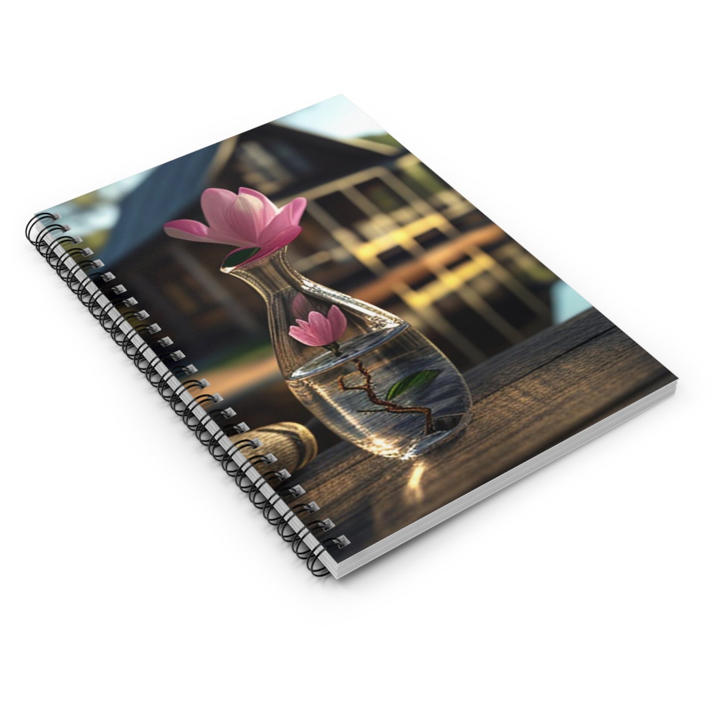 Spiral Notebook - Ruled Line Magnolia in a Glass vase 4