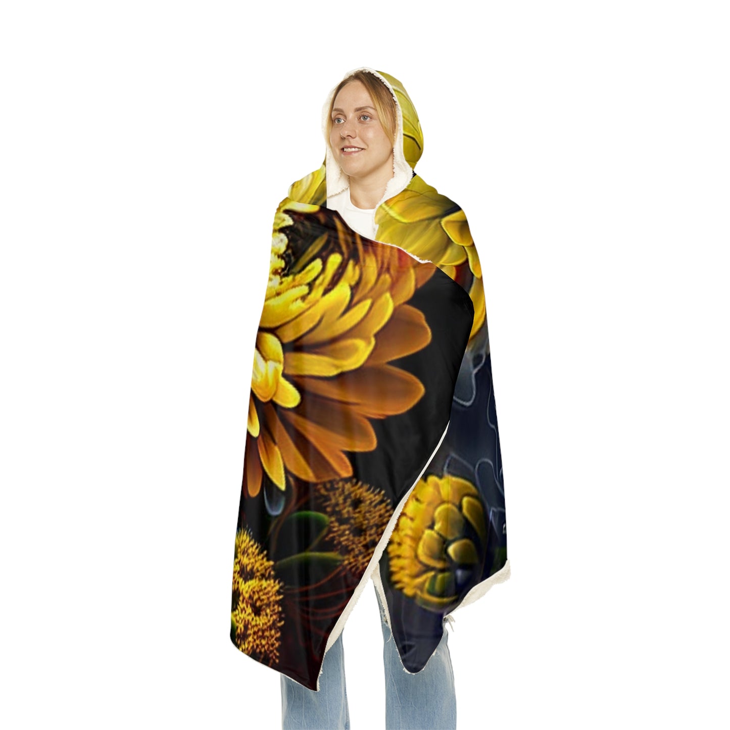 Snuggle Hooded Blanket Yellow Hermosas Flores Amarillas 1