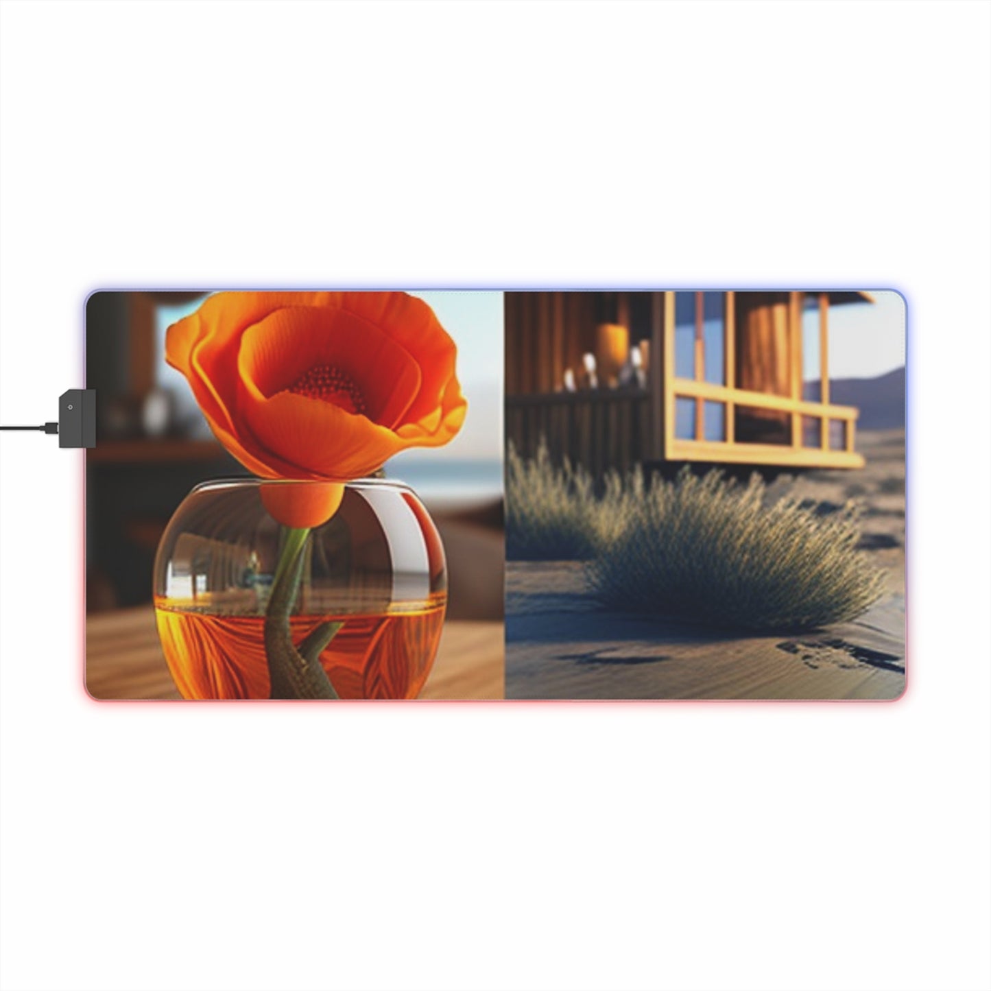 LED Gaming Mouse Pad Poppy in a Glass Vase 3