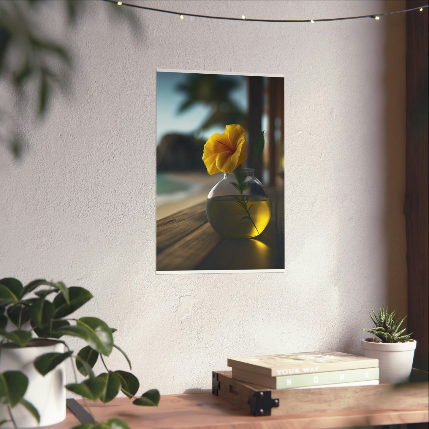 Premium Matte Vertical Posters Yellow Hibiscus Wood 3