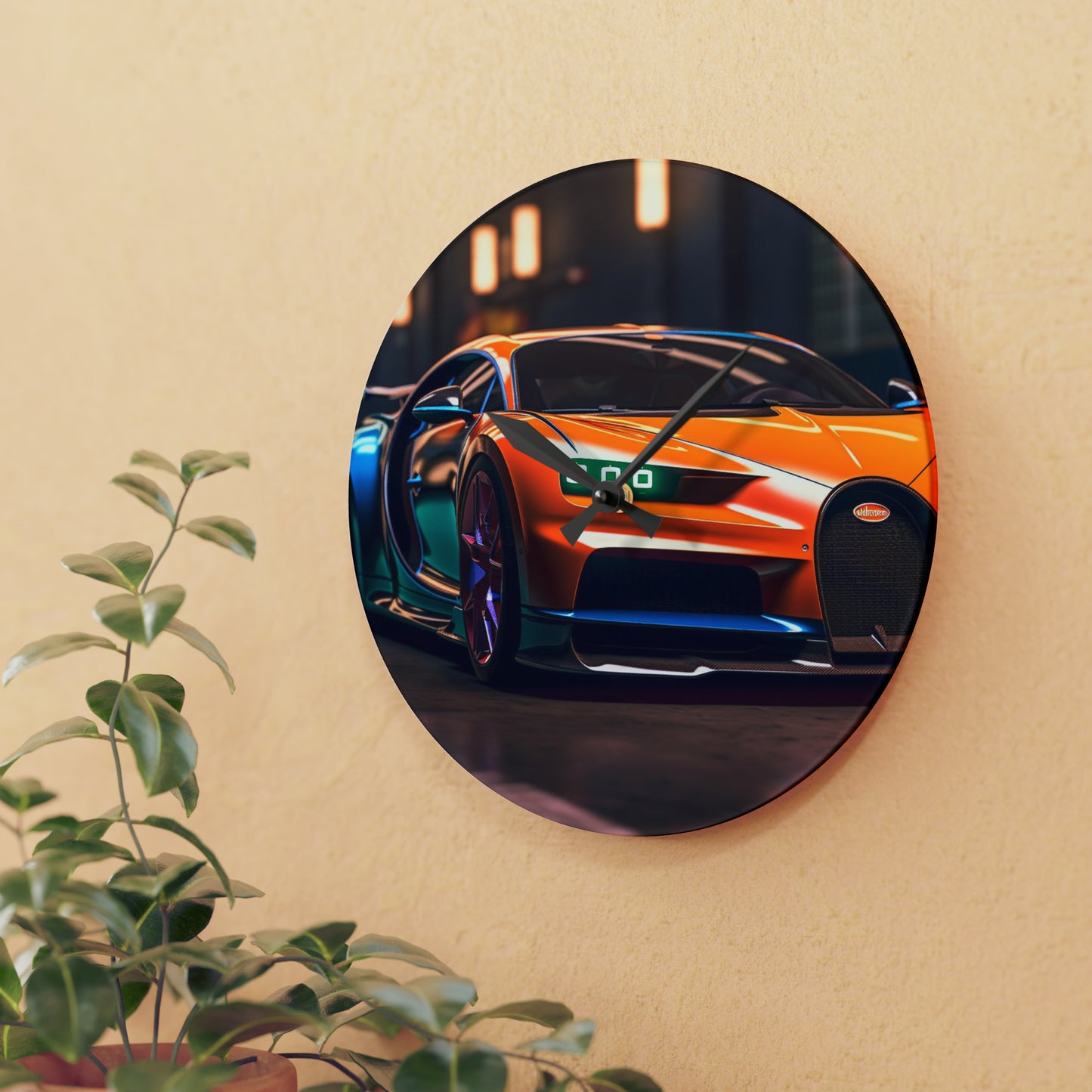 Acrylic Wall Clock Hyper Bugatti Neon Chiron 1