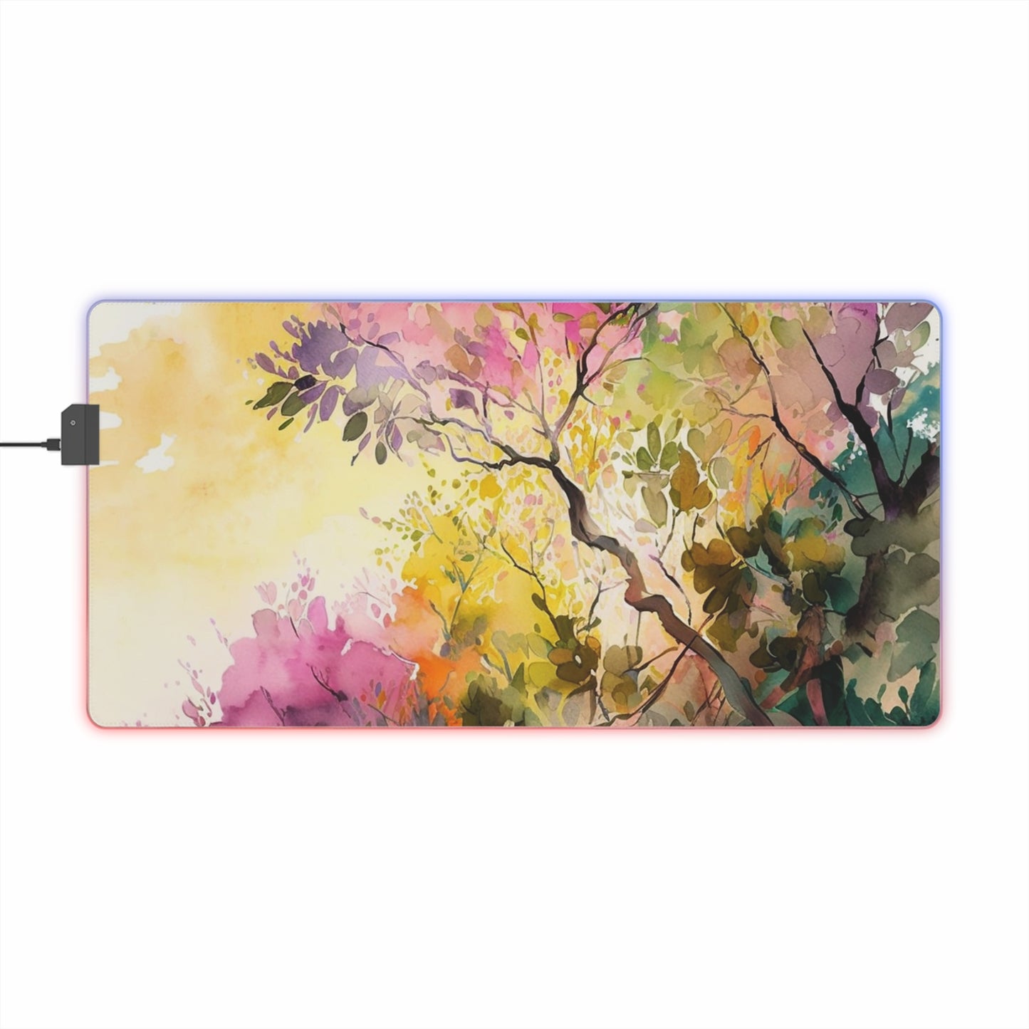 LED Gaming Mouse Pad Mother Nature Bright Spring Colors Realistic Watercolor 2