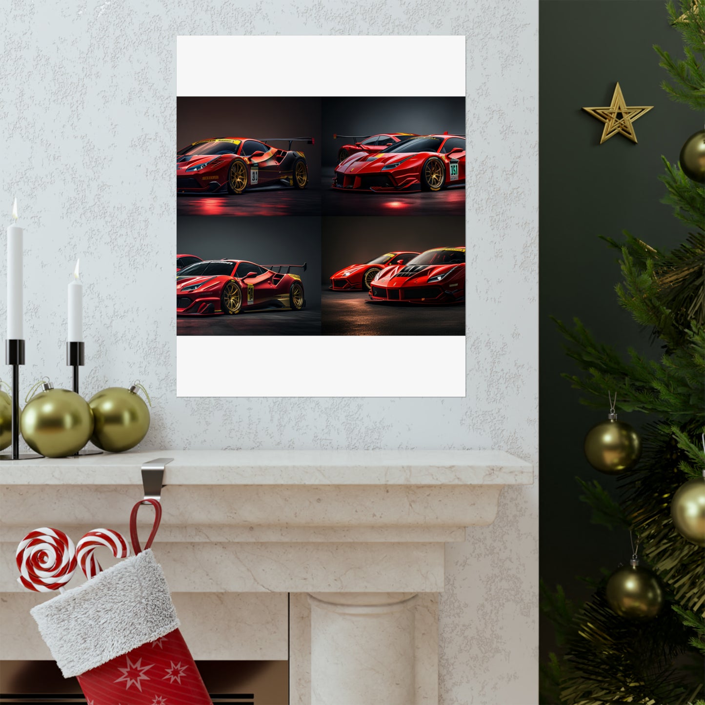 Premium Matte Vertical Posters Ferrari Red 5