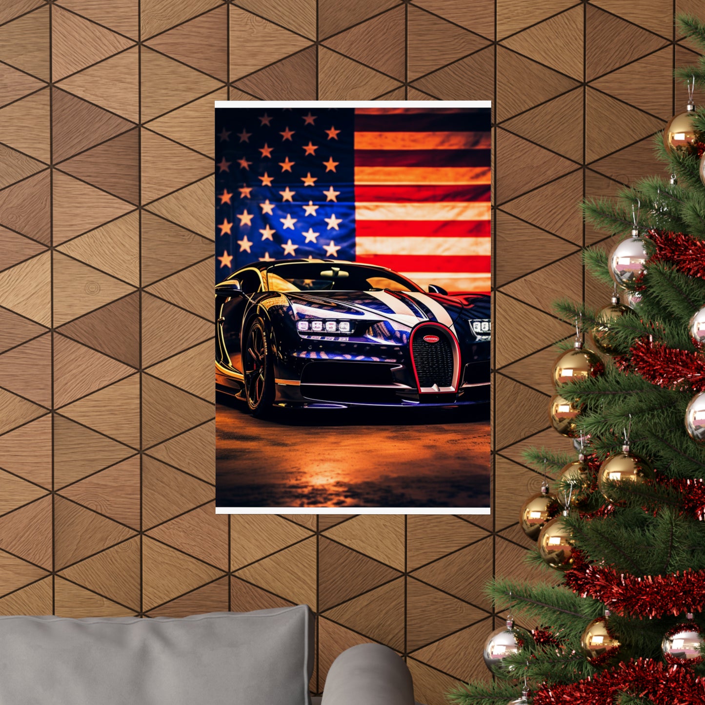 Premium Matte Vertical Posters Macro Bugatti American Flag 4