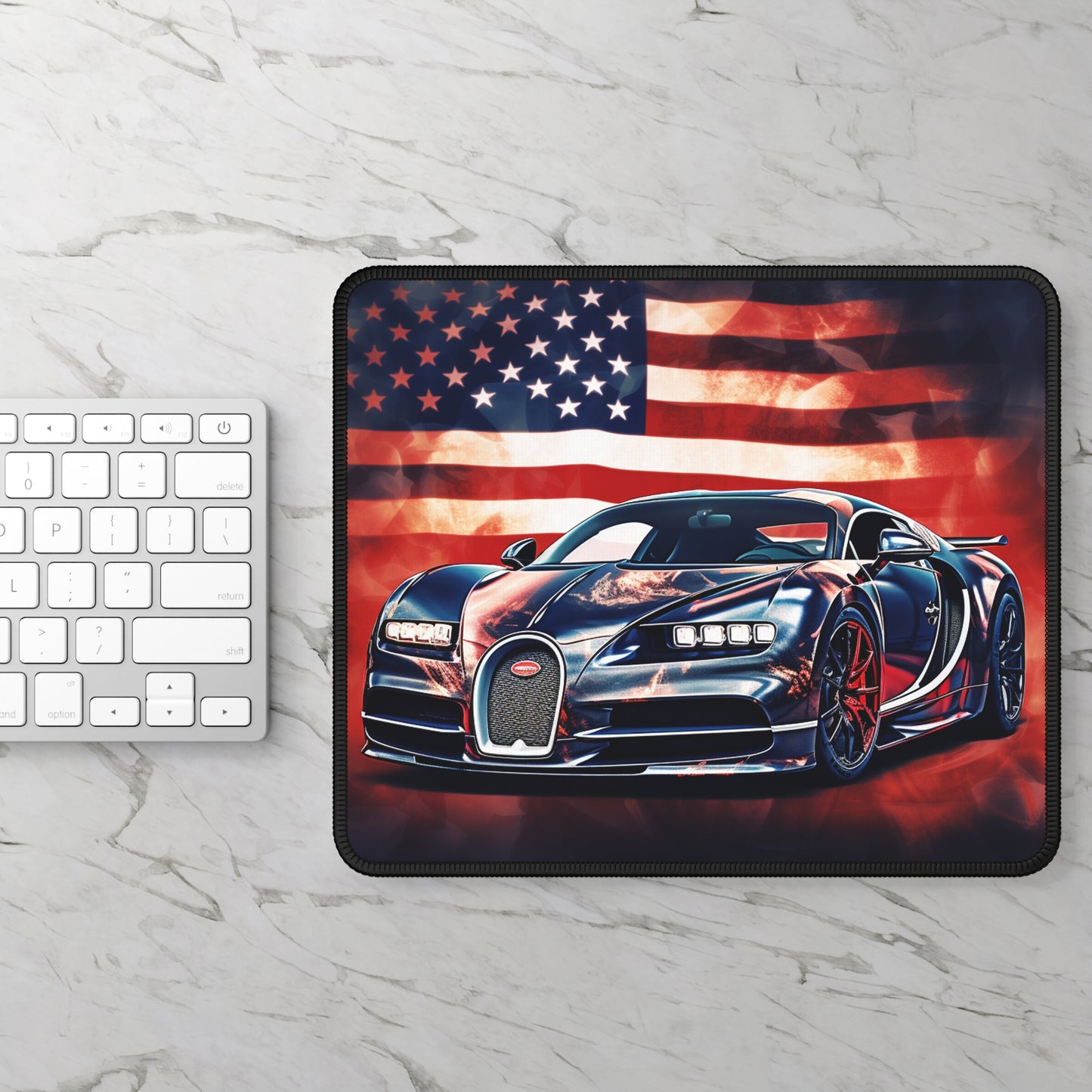 Gaming Mouse Pad  Abstract American Flag Background Bugatti 4