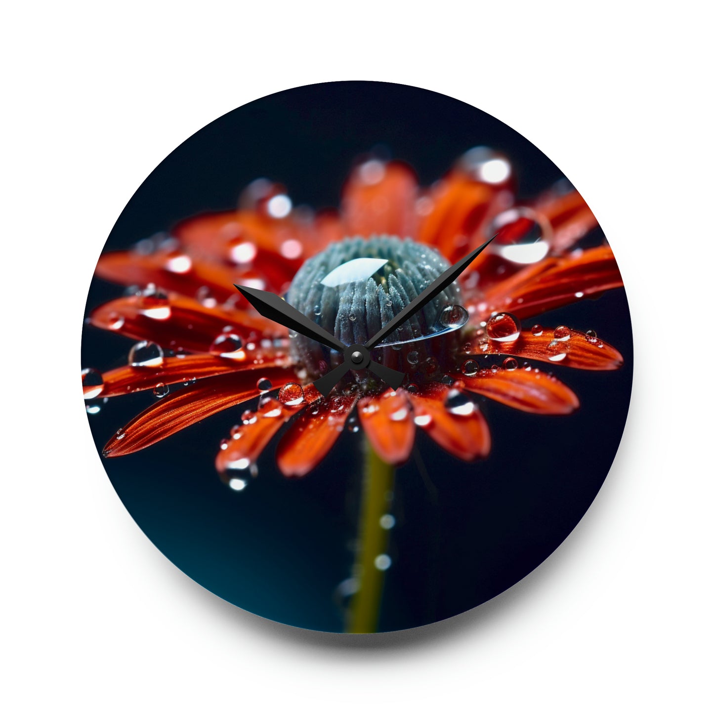 Acrylic Wall Clock Water drop Macro Flower 1