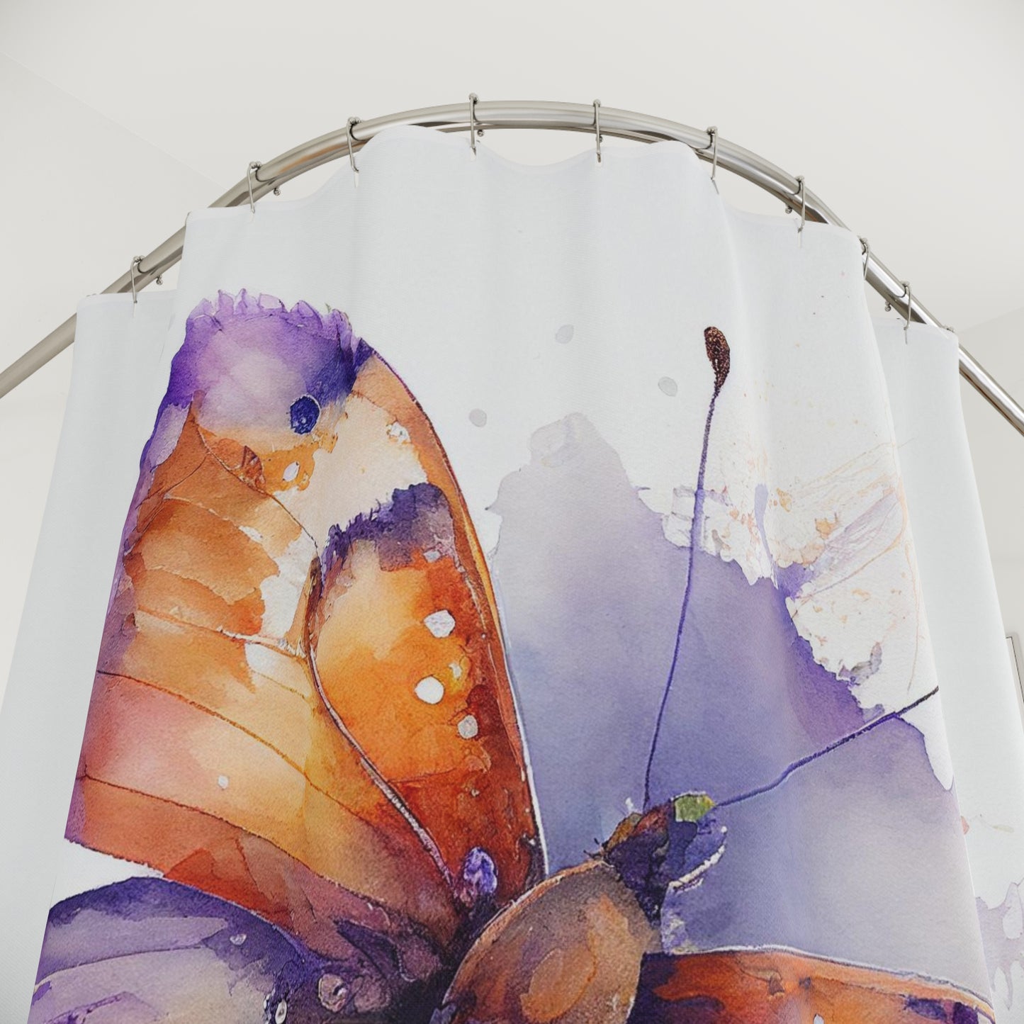 Polyester Shower Curtain MerlinRose Watercolor Butterfly 2