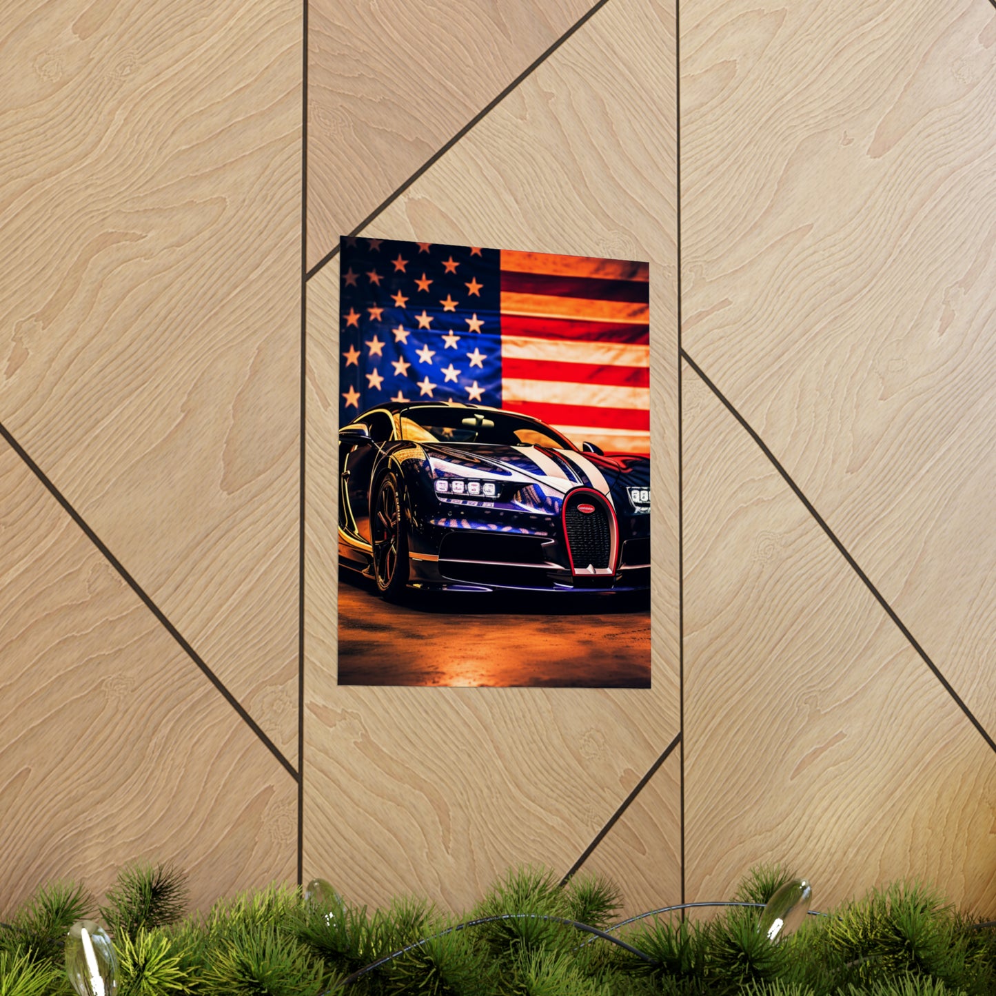 Premium Matte Vertical Posters Macro Bugatti American Flag 4