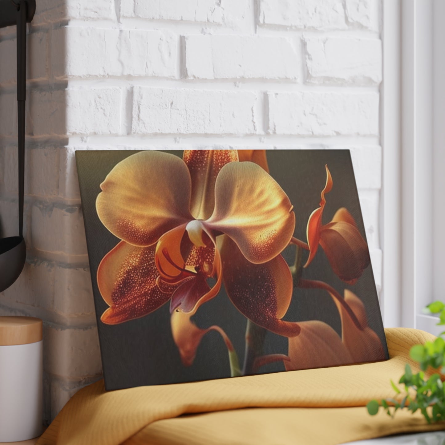 Glass Cutting Board Orange Orchid 1