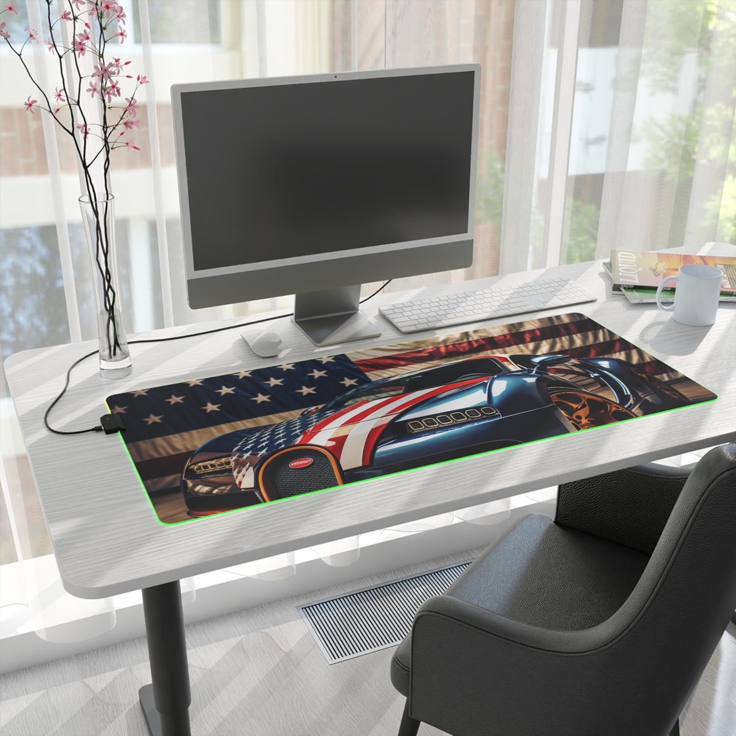 LED Gaming Mouse Pad Bugatti Flag American 4