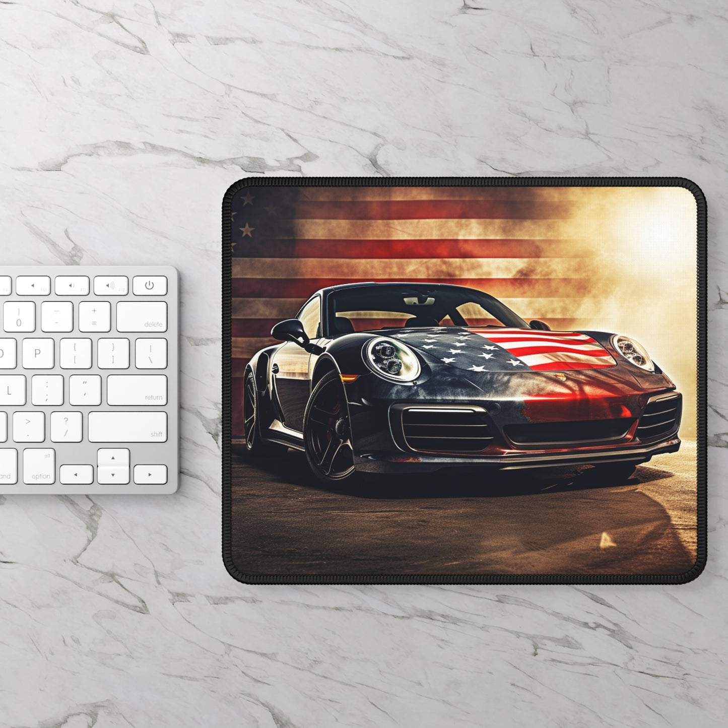 Gaming Mouse Pad  Abstract American Flag Background Porsche 1