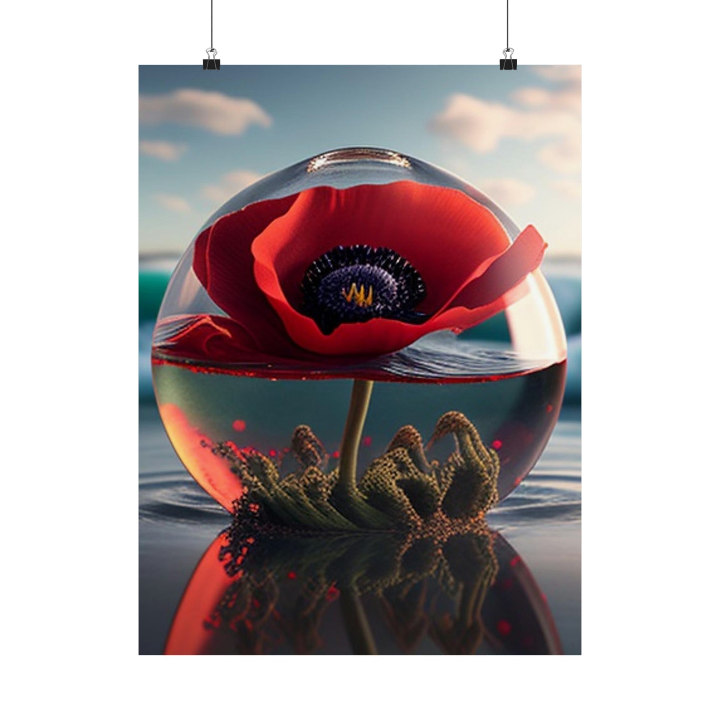 Premium Matte Vertical Posters Red Anemone in a Vase 4