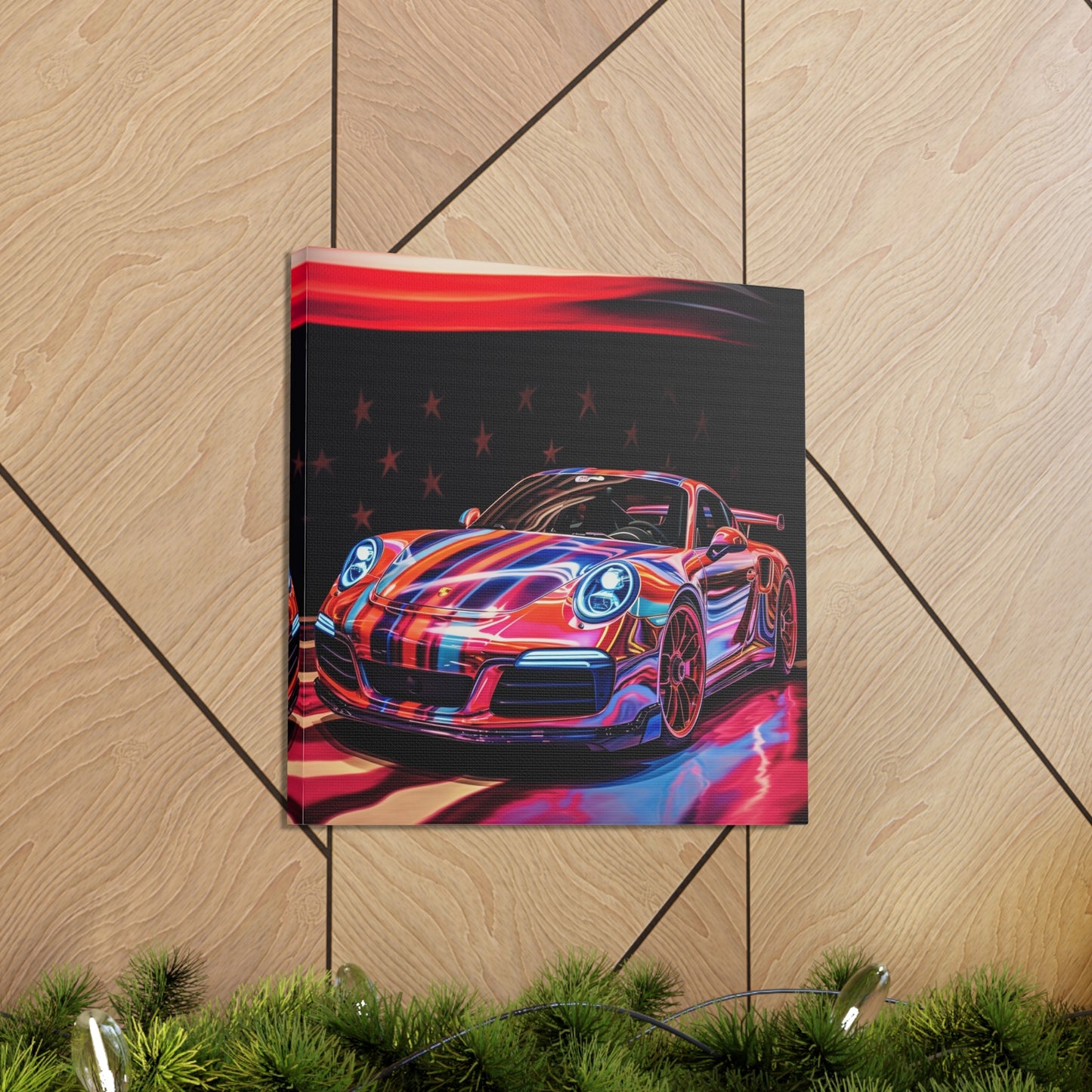 Canvas Gallery Wraps American Flag Colored Porsche 2