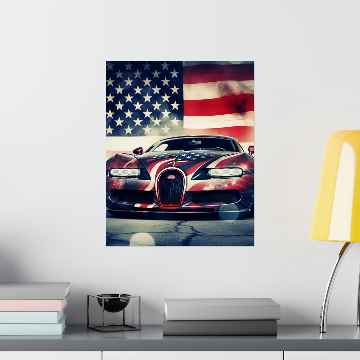 Premium Matte Vertical Posters Abstract American Flag Background Bugatti 1