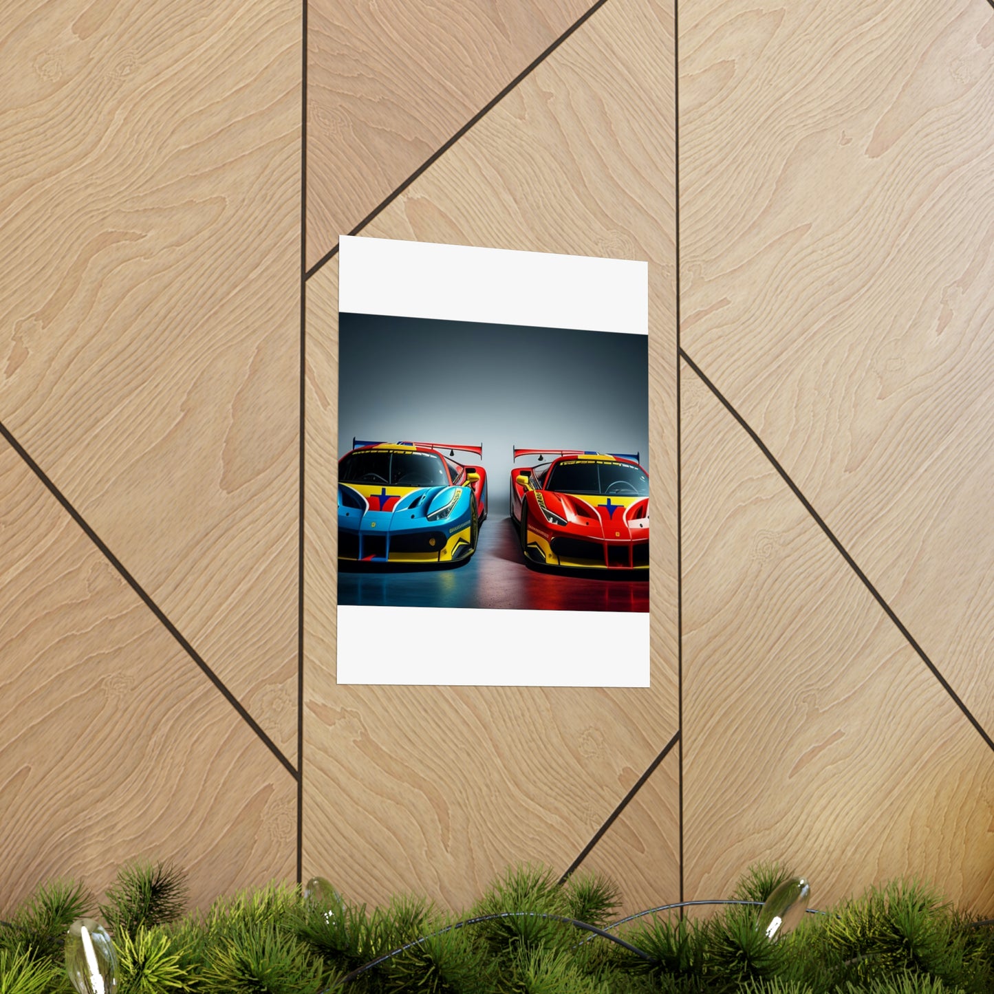 Premium Matte Vertical Posters Ferrari Red Blue 2