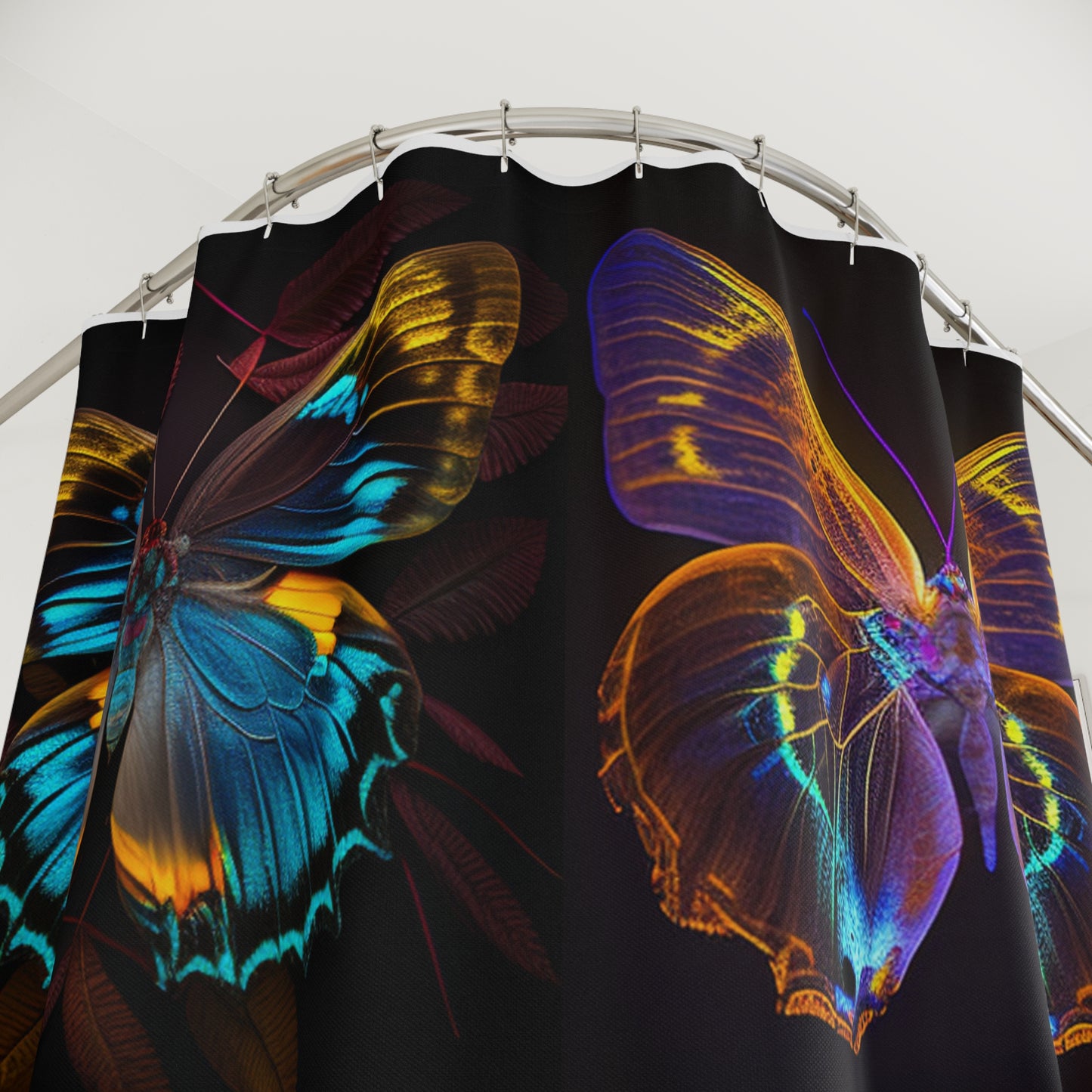 Polyester Shower Curtain Neon Butterfly Flair 5