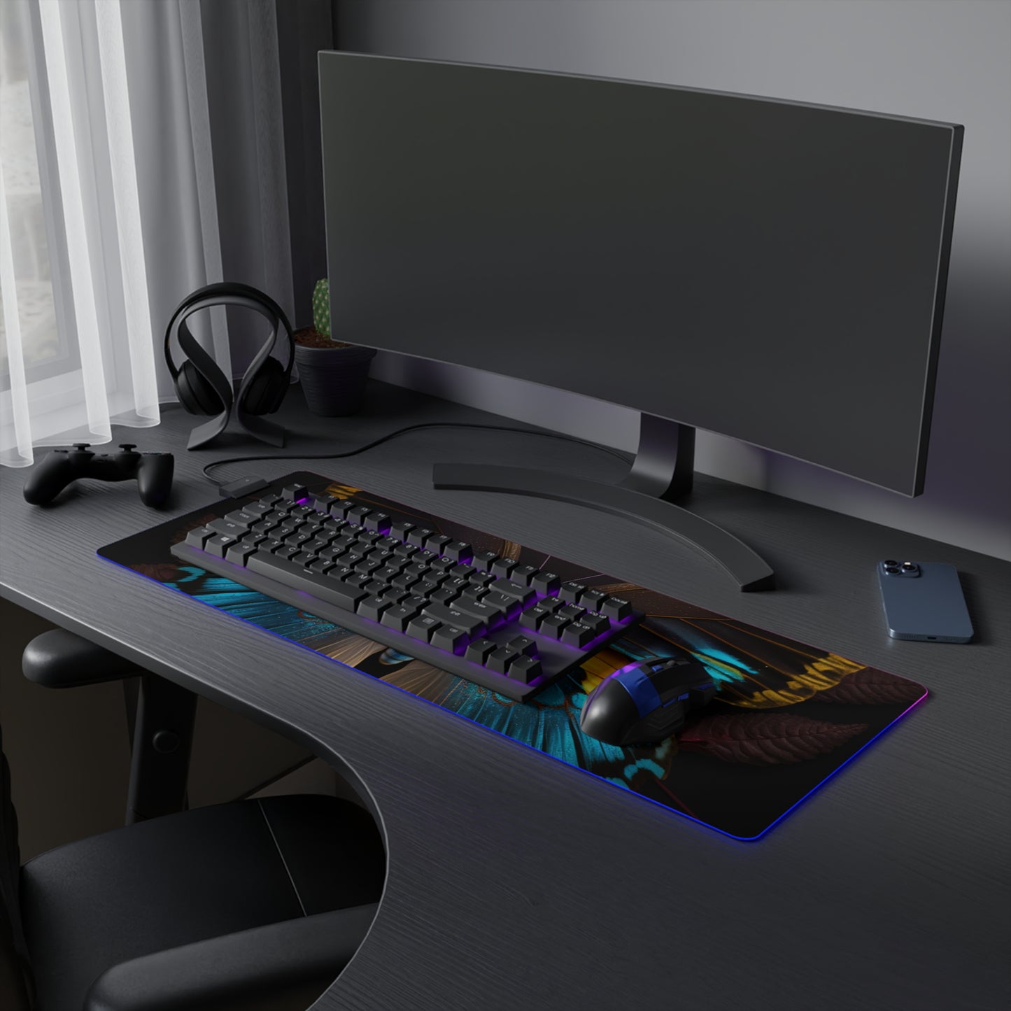 LED Gaming Mouse Pad Neon Butterfly Flair 1