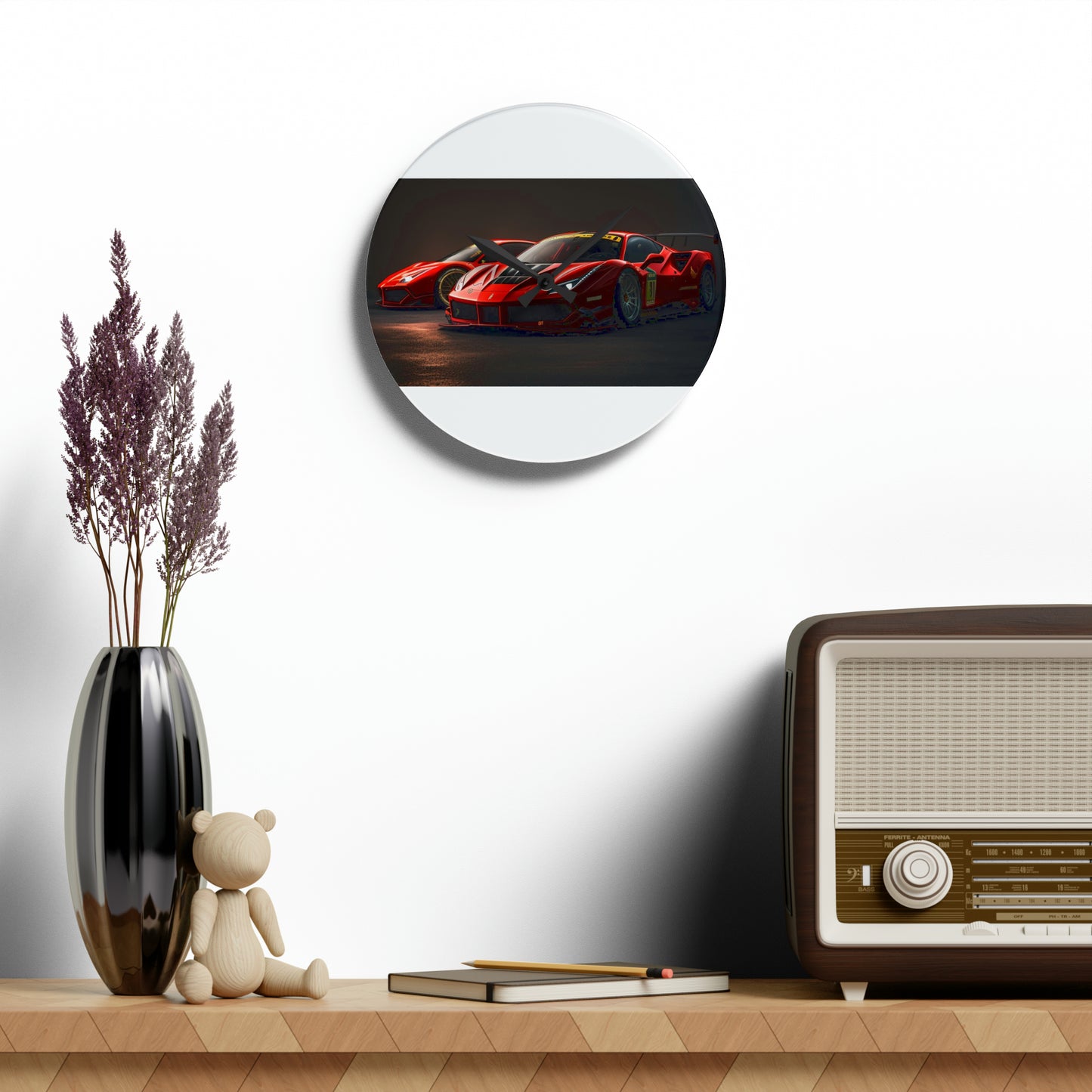 Acrylic Wall Clock Ferrari Red 4