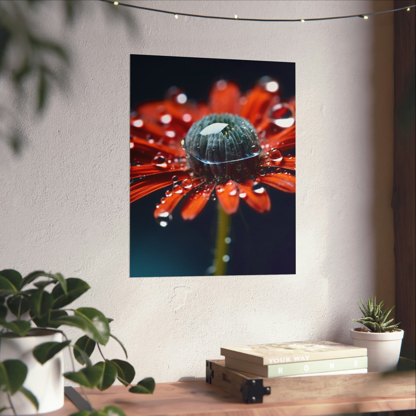 Premium Matte Vertical Posters Water drop Macro Flower 1