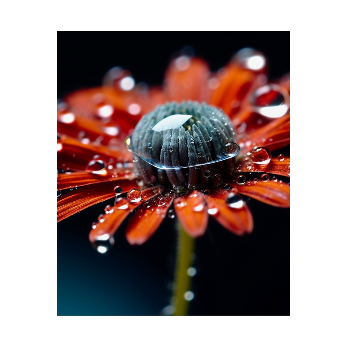 Premium Matte Vertical Posters Water drop Macro Flower 1