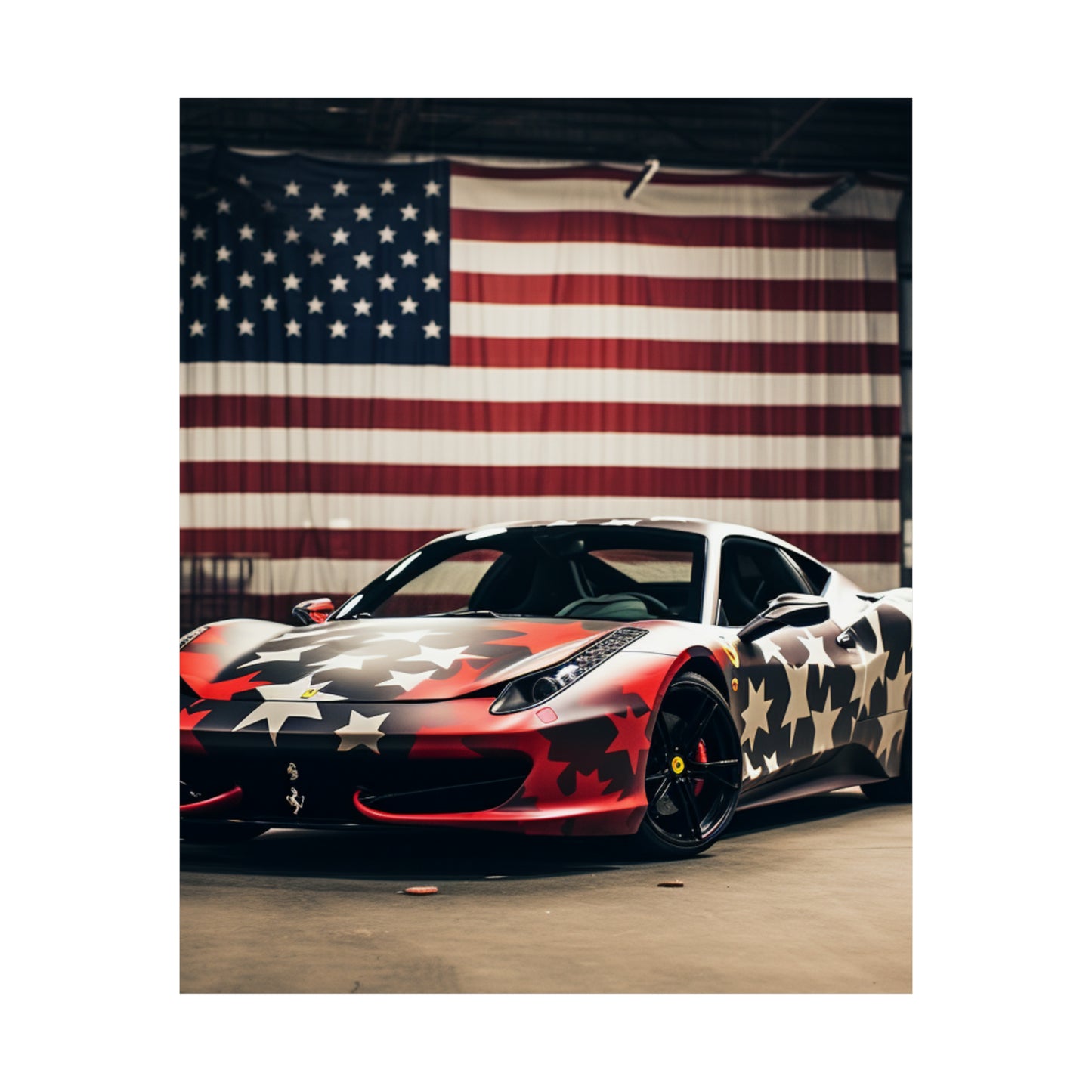 Premium Matte Vertical Posters American Flag Farrari 1