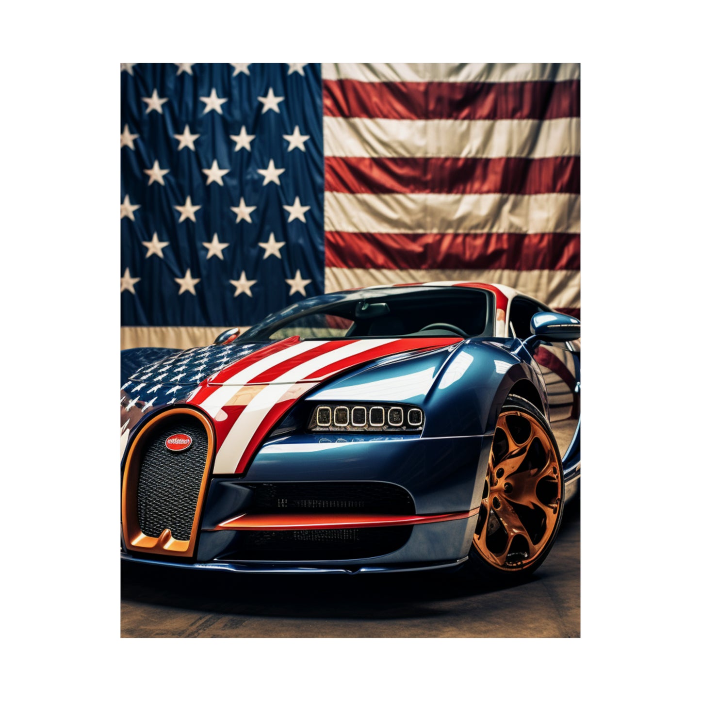 Premium Matte Vertical Posters Bugatti Flag American 4