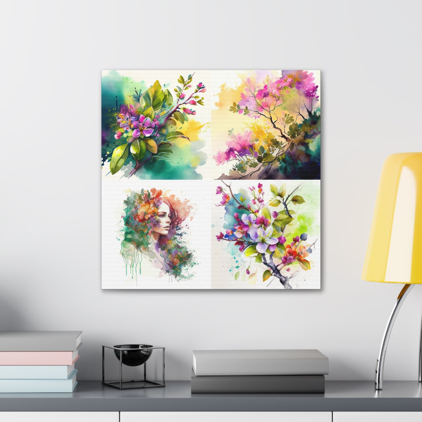 Canvas Gallery Wraps Mother Nature Bright Spring Colors Realistic Watercolor 5