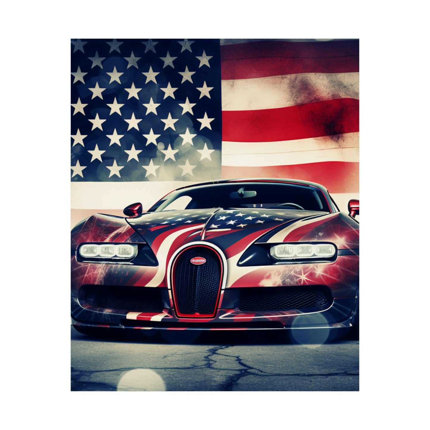 Premium Matte Vertical Posters Abstract American Flag Background Bugatti 1