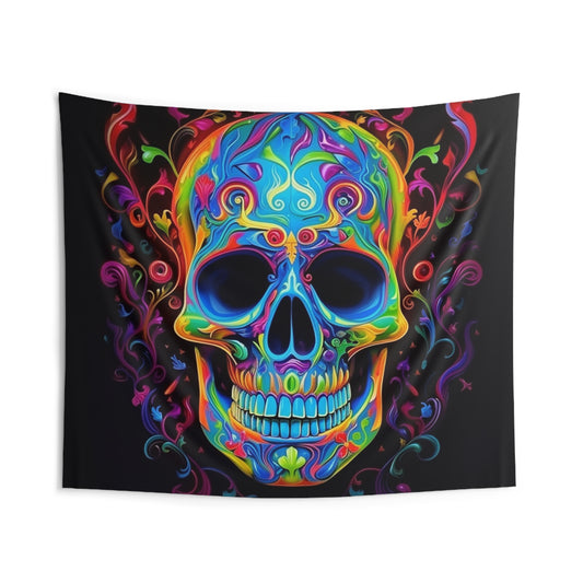 Indoor Wall Tapestries Macro Skull Color 4