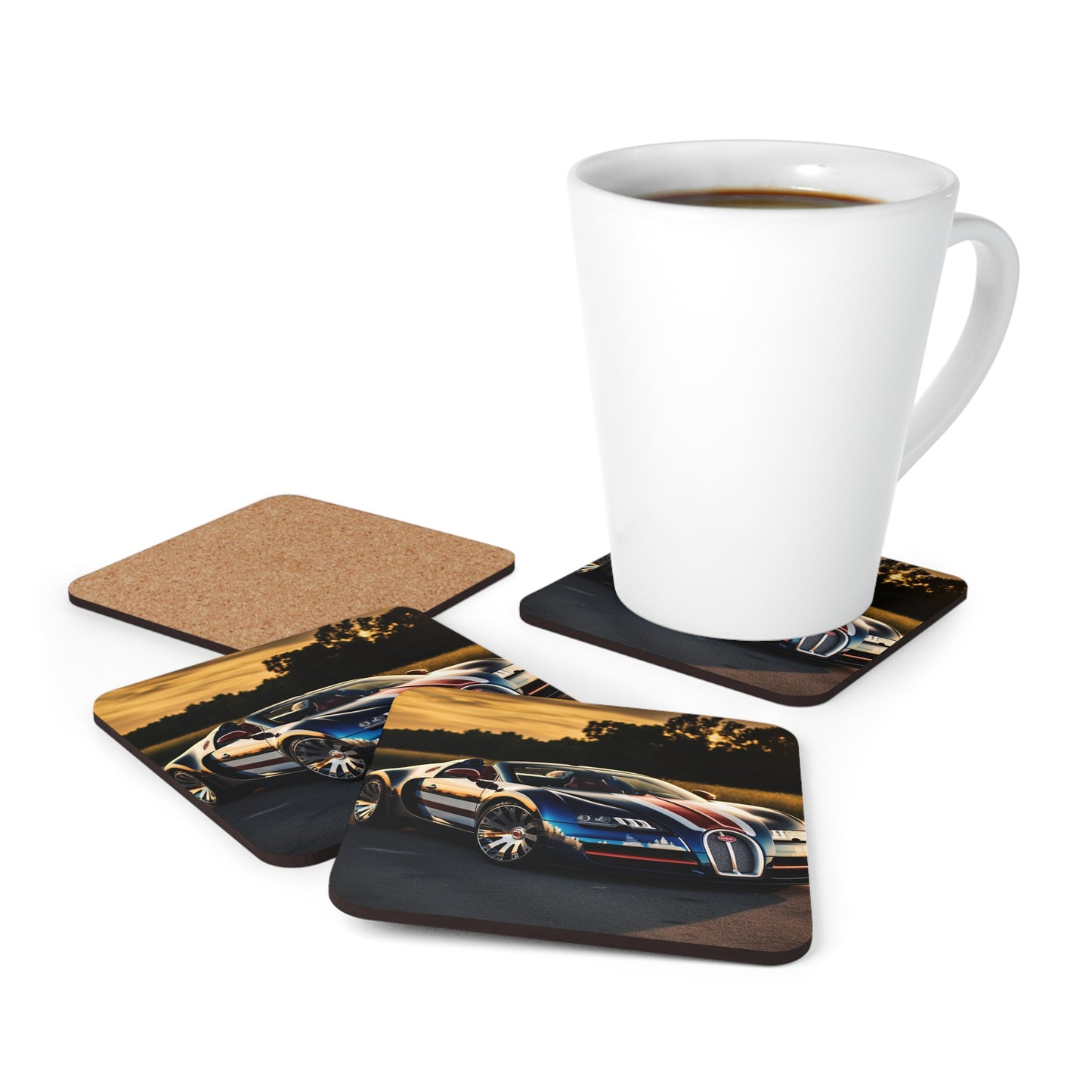 Corkwood Coaster Set Bugatti Flag American 3