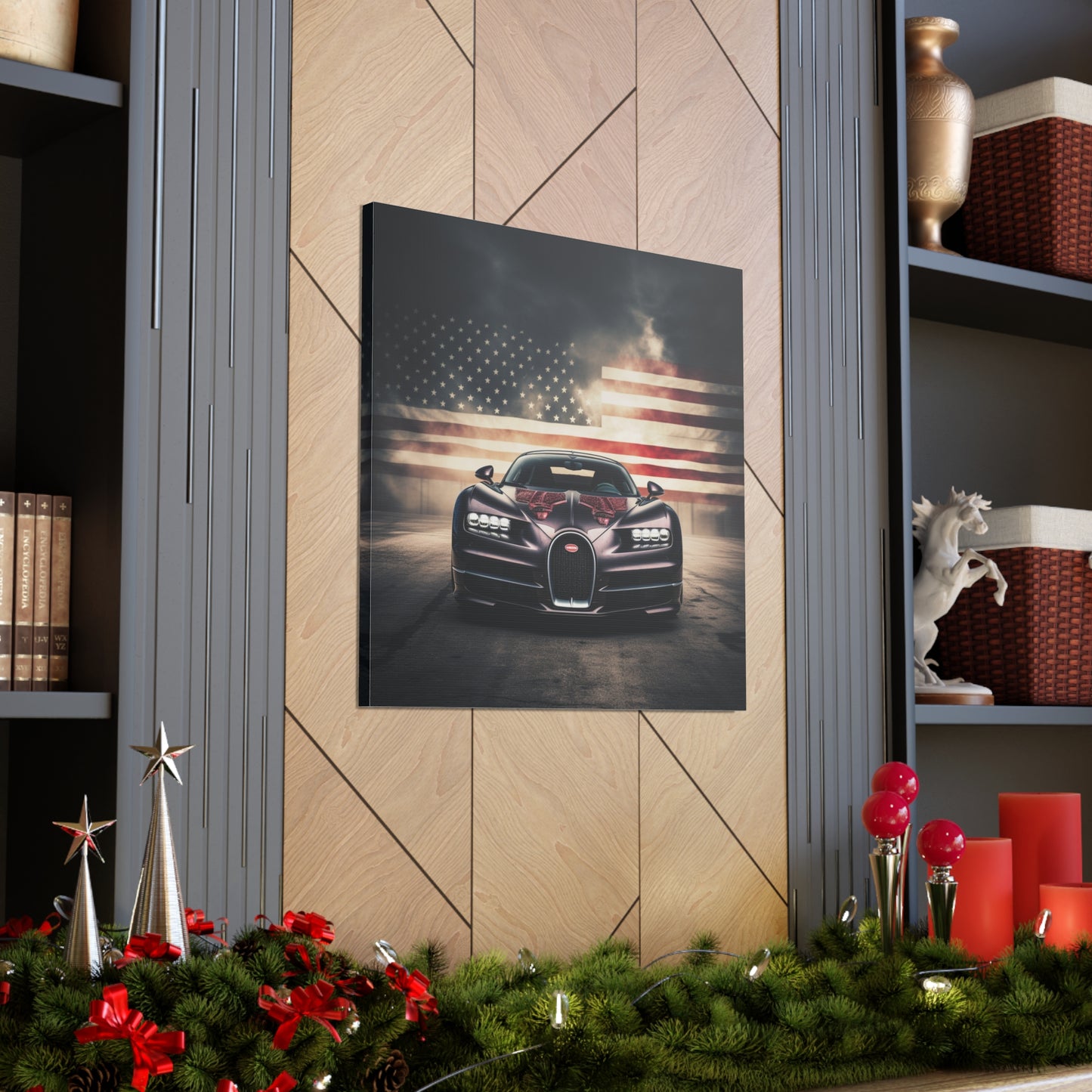 Canvas Gallery Wraps American Flag Background Bugatti 2