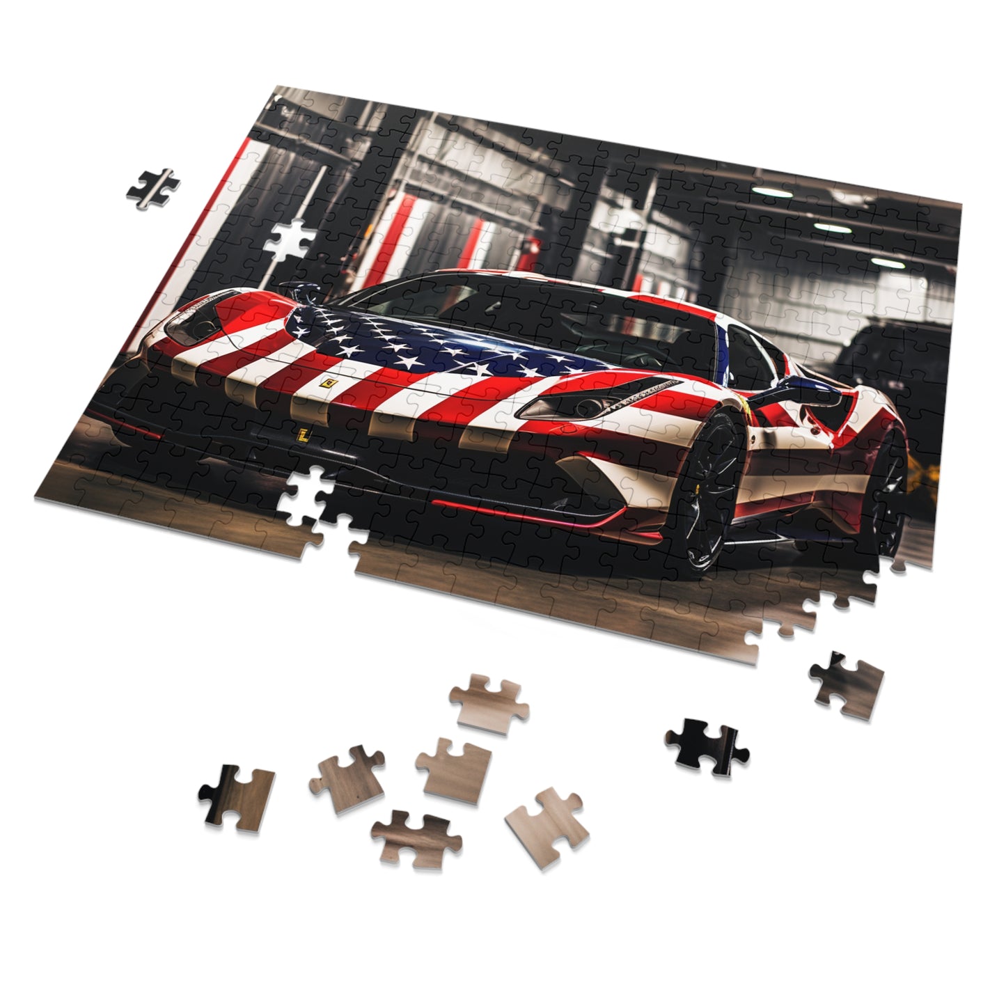 Jigsaw Puzzle (30, 110, 252, 500,1000-Piece) American Flag Farrari 3