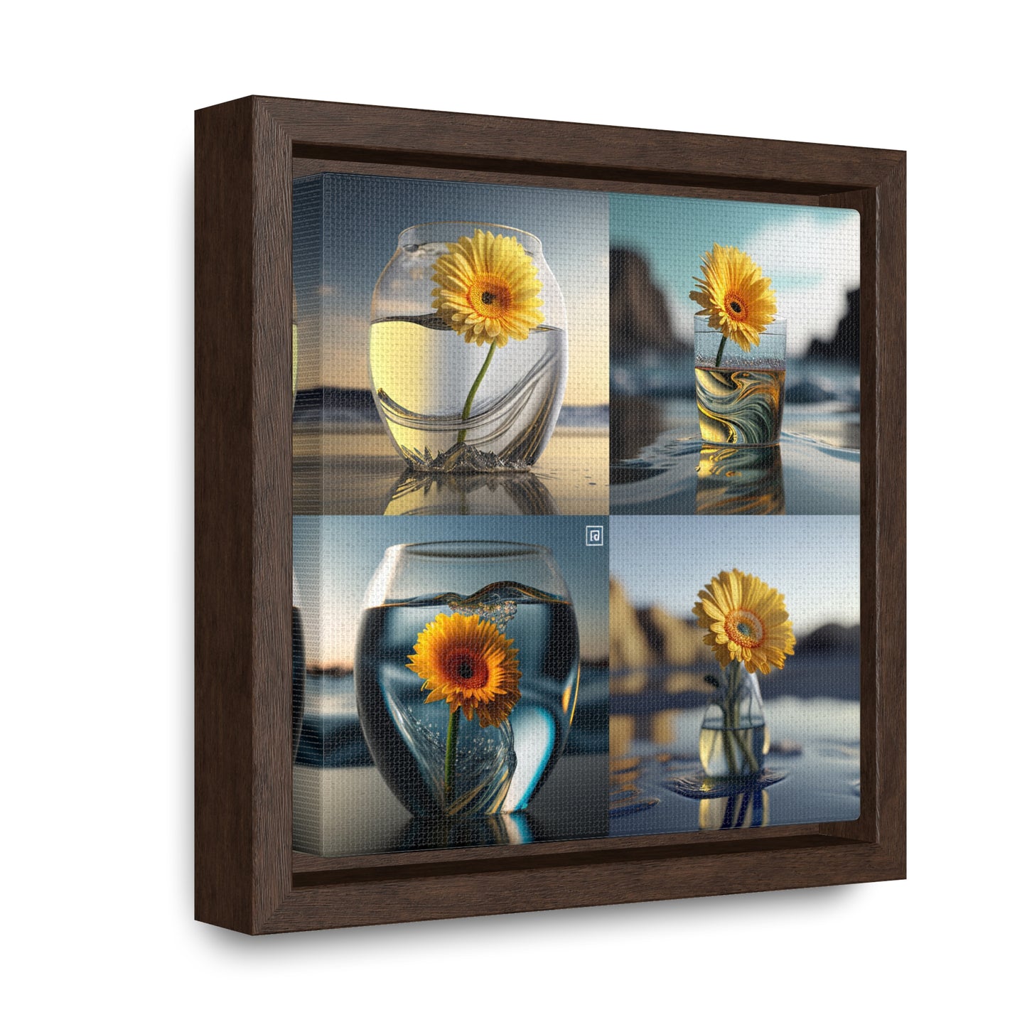 Gallery Canvas Wraps, Square Frame yello Gerbera glass 5
