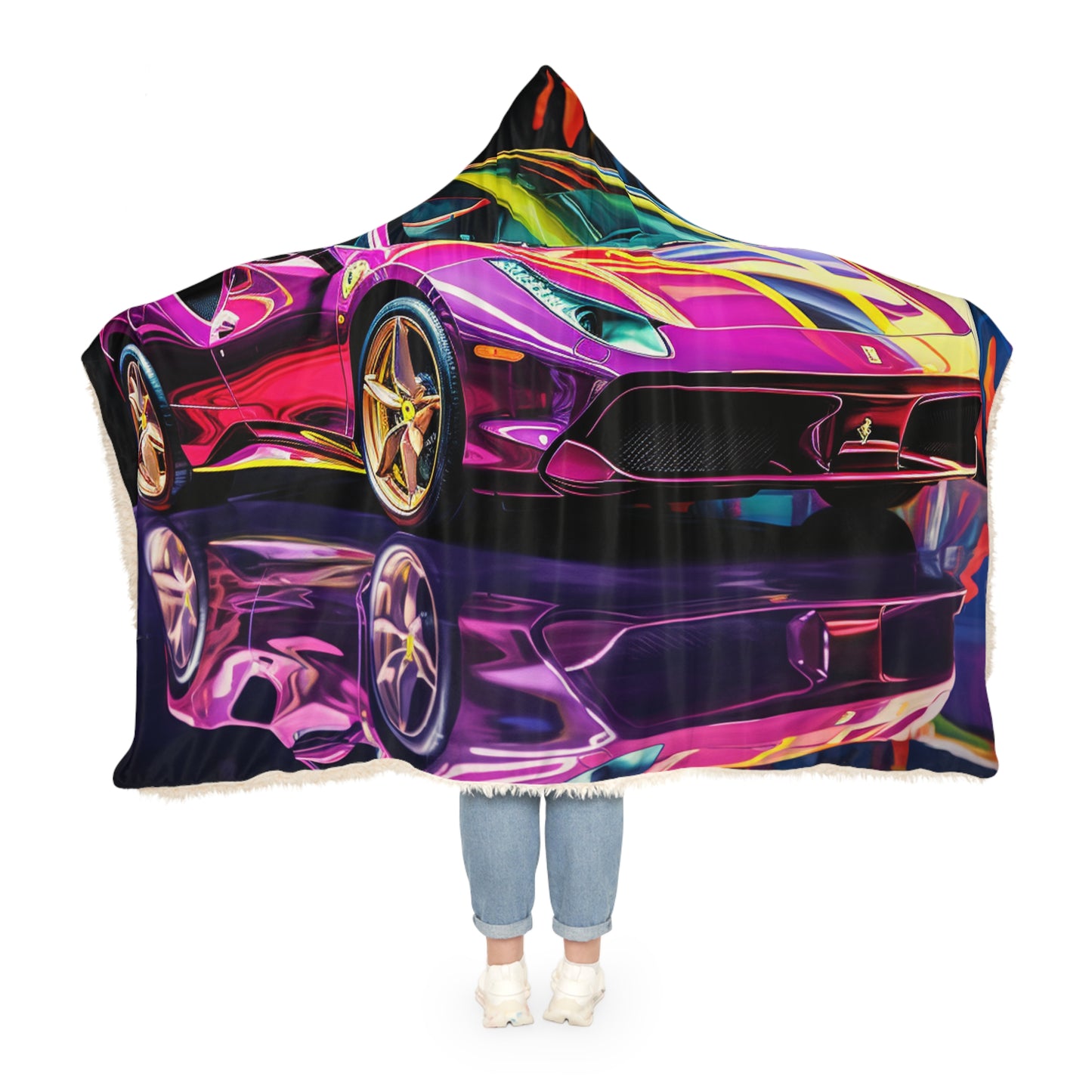 Snuggle Hooded Blanket Pink Macro Ferrari 2