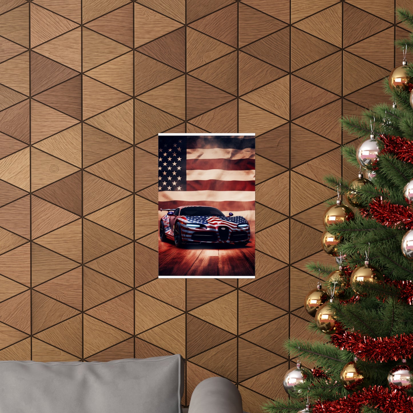 Premium Matte Vertical Posters Abstract American Flag Background Bugatti 2