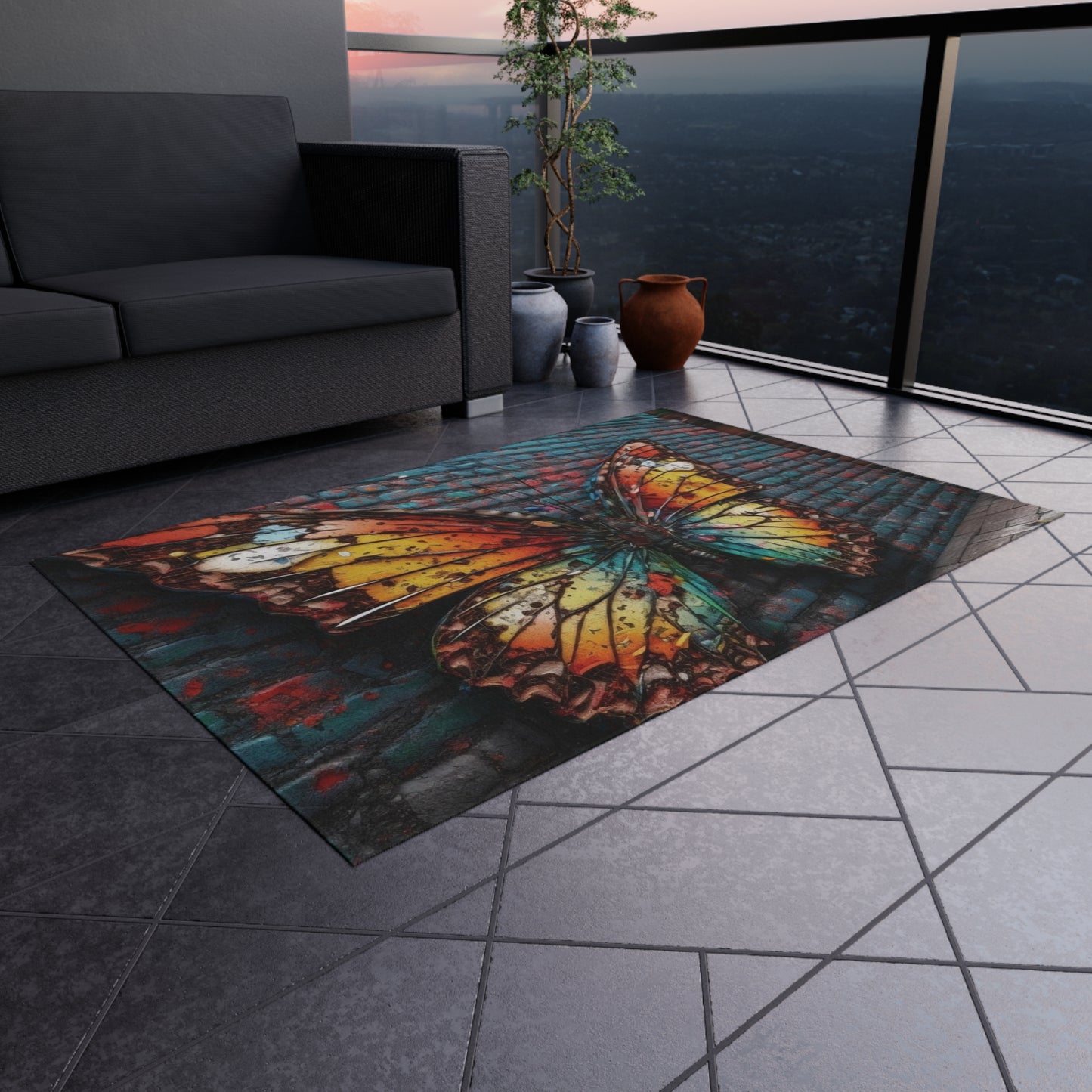 Outdoor Rug  Liquid Street Butterfly 2