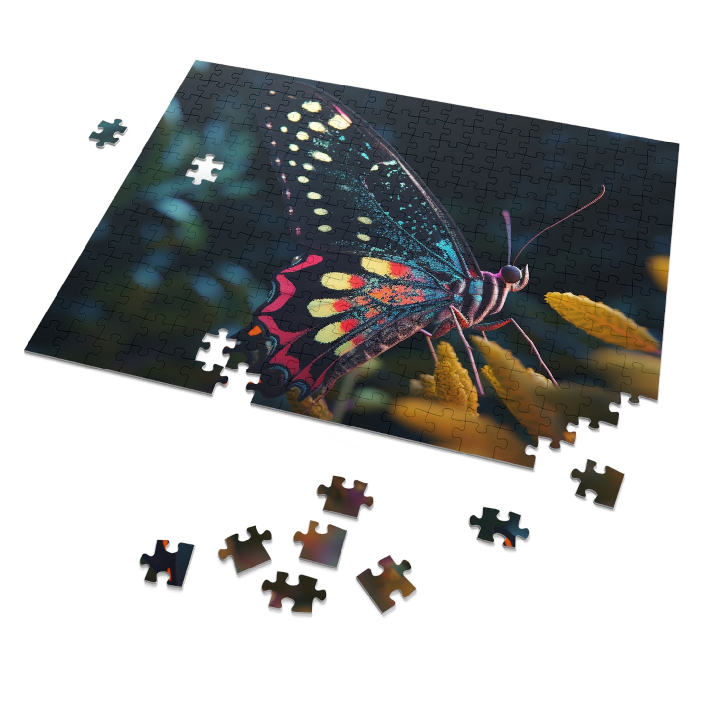 Jigsaw Puzzle (30, 110, 252, 500,1000-Piece) Hyper Colorful Butterfly Macro 2