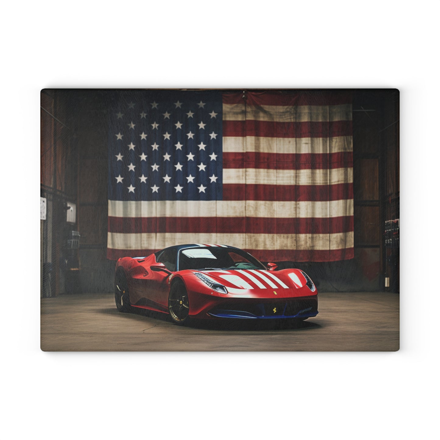 Glass Cutting Board American Flag Farrari 4