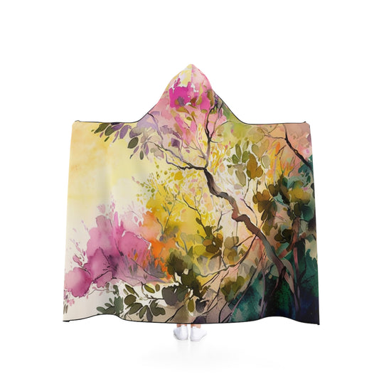 Hooded Blanket Mother Nature Bright Spring Colors Realistic Watercolor 2